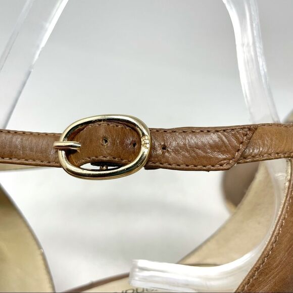 Alexandre Birman Brown Leather Raffia Wedge Sandals Size 38.5 - Picture 6 of 11